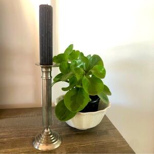 Elegant Vintage Candlestick Pewter/Silver Tone Fluted 9” tall